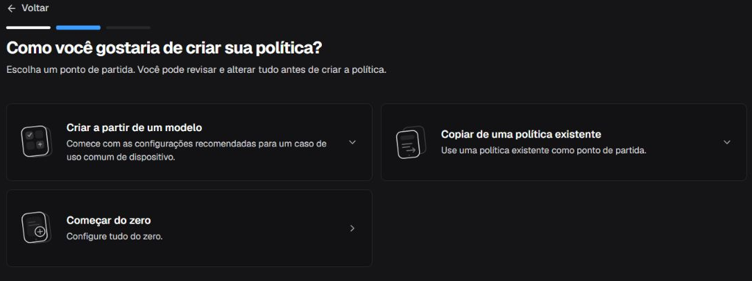 Métodos iniciais para criar uma política VR Pico